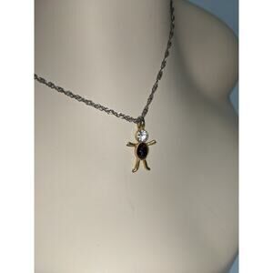 Vintage PSCO 1997 Girl Boy Stick Figure CHARM Purple White Gems Golden